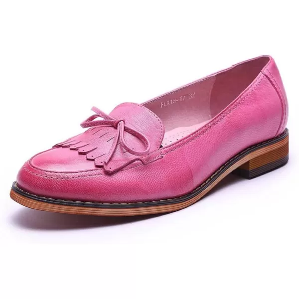 Mona flying Women's Leather Penny Loafer Casual Flat Shoes for Women Ladies