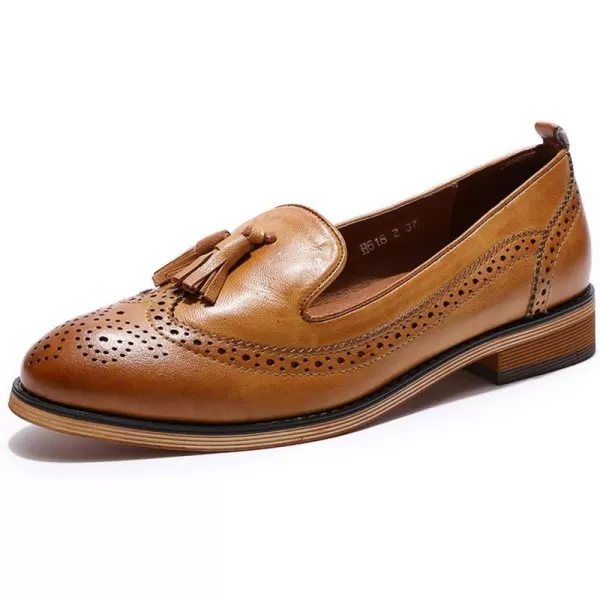 Mona flying Women's Leather Penny Loafer Casual Flat Shoes for Women Ladies