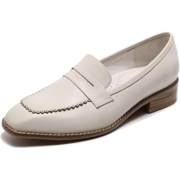 Mona flying Women's Leather Penny Loafer Casual Flat Shoes for Women Ladies
