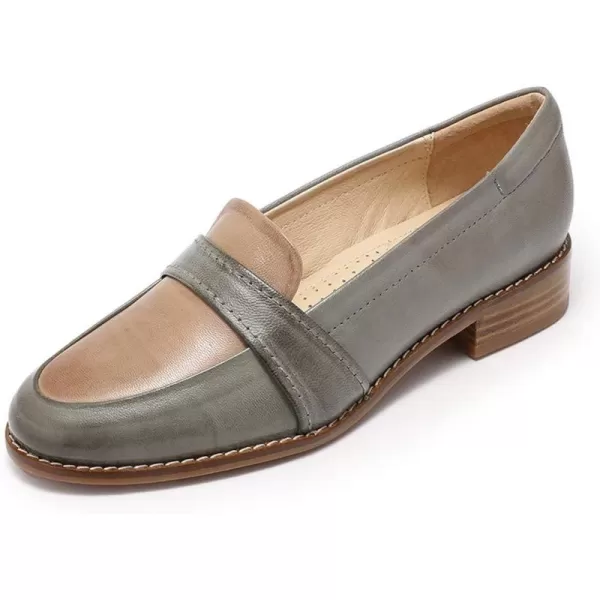 Mona flying Women's Leather Penny Loafers Slip On Flats Office Ladies Casual Shoes
