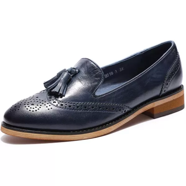 Mona flying Women's Leather Penny Loafers Slip On Flats Office Ladies Casual Shoes
