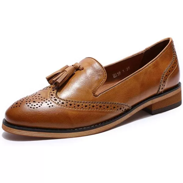 Mona flying Women's Leather Penny Loafers Slip On Flats Office Ladies Casual Shoes