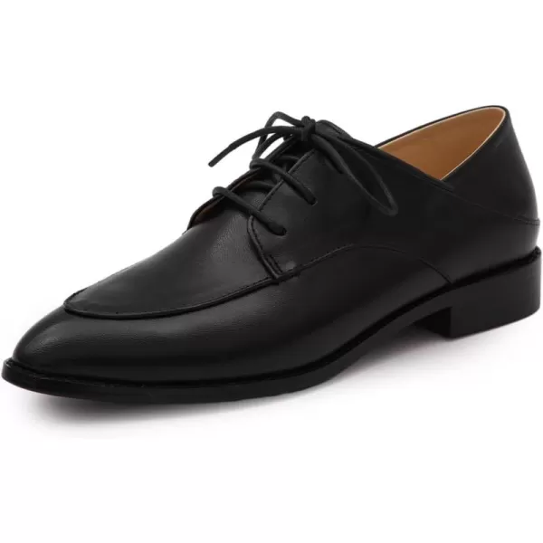 Mona flying Women's Pointed Toe Oxfords Derby Retro Lace up Leather Shoes for Ladies
