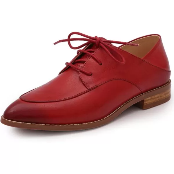 Mona flying Women's Pointed Toe Oxfords Derby Retro Lace up Leather Shoes for Ladies
