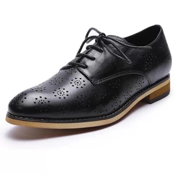 Mona flying Women's Printed Oxfords Brogue Derby Ladies Lace up Leather Shoes