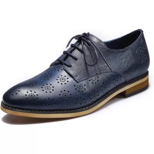 Mona flying Women's Printed Oxfords Brogue Derby Ladies Lace up Leather Shoes