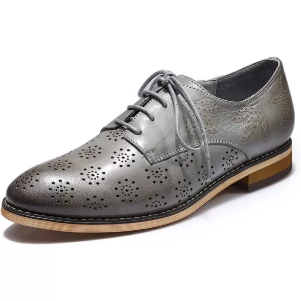 Mona flying Women's Printed Oxfords Brogue Derby Ladies Lace up Leather Shoes