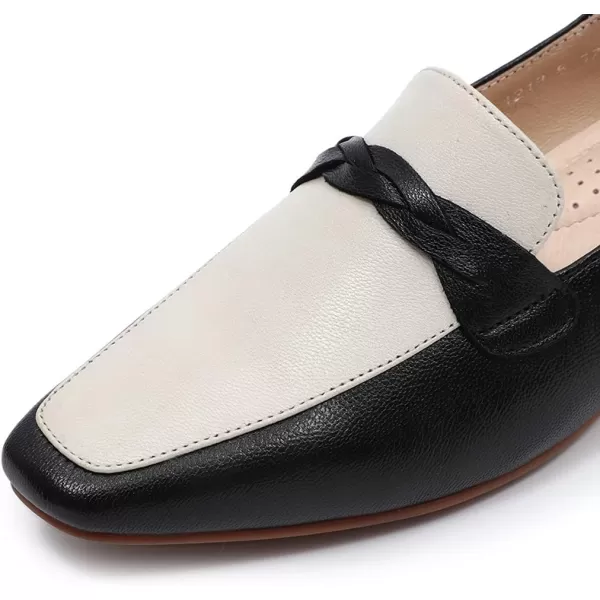 Mona flying Women's Leather Penny Loafer Casual Flat Shoes for Women Ladies
