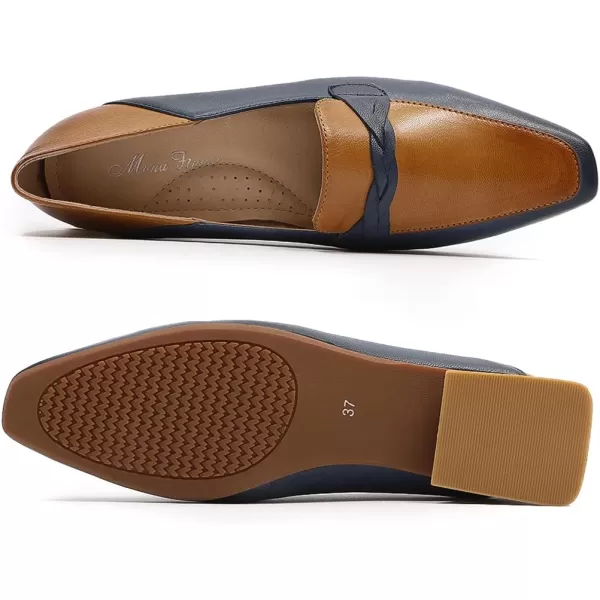 Mona flying Women's Leather Penny Loafer Casual Flat Shoes for Women Ladies