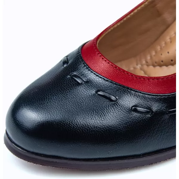 Mona flying Womens 8 cm Dress Pumps High Heel Round Toe Leather Dressy Shoes for Ladies