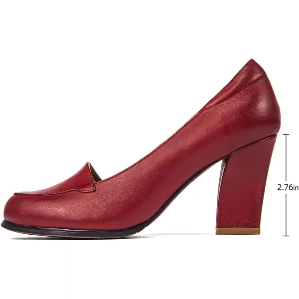 Mona flying Womens 8cm High Heel Dress Pumps Court Shoes Round Toe Leather Dressy Shoes for Ladies