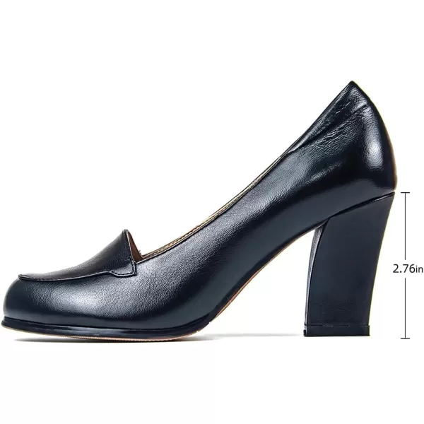 Mona flying Womens 8cm High Heel Dress Pumps Court Shoes Round Toe Leather Dressy Shoes for Ladies
