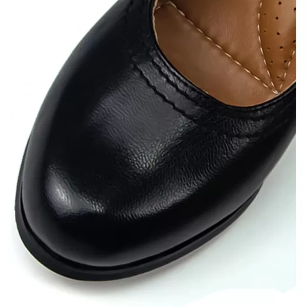 Mona flying Women's Classic Leather Dress Pumps 3 inch Court Shoes Comfortable Round Toe High Heels for Ladies