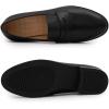 imageMona flying Womens Comfort Leather Round Toe Penny Loafers Dress Casual Slip On Flats Ladies Office Work ShoesBlack