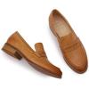 imageMona flying Womens Comfort Leather Round Toe Penny Loafers Dress Casual Slip On Flats Ladies Office Work ShoesBrown
