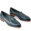 imageMona flying Womens Leather Penny Loafers Slip On Flats Office Ladies Casual ShoesGreenish
