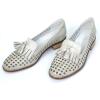 imageMona flying Womens Leather Tassel Loafers Slip On Flats Office Ladies Casual ShoesGrey White