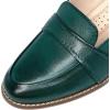 imageMona flying Womens Leather Dress Penny Loafers Slip On Flats Office Ladies Casual ShoesBlackish Green