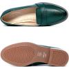 imageMona flying Womens Leather Dress Penny Loafers Slip On Flats Office Ladies Casual ShoesBlackish Green