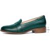 imageMona flying Womens Leather Dress Penny Loafers Slip On Flats Office Ladies Casual ShoesBlackish Green