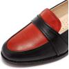 imageMona flying Womens Leather Dress Penny Loafers Slip On Flats Office Ladies Casual ShoesBlackred