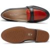 imageMona flying Womens Leather Dress Penny Loafers Slip On Flats Office Ladies Casual ShoesBlackred