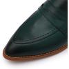 imageMona flying Womens Leather Pointed Toe Penny Loafer Dress Casual Slip on Flat Office Work Shoes for LadiesDark Green