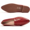 imageMona flying Womens Leather Pointed Toe Penny Loafer Dress Casual Slip on Flat Office Work Shoes for LadiesDeep Red