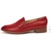 imageMona flying Womens Leather Pointed Toe Penny Loafer Dress Casual Slip on Flat Office Work Shoes for LadiesDeep Red