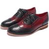 imageMona flying Womens Leather Flat Oxfords Shoes for Women Perforated Laceup Wingtip Vintage Brogues ShoesBlackred