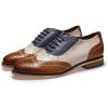 imageMona flying Womens Leather Flat Oxfords Shoes for Women Perforated Laceup Wingtip Vintage Brogues ShoesBrownwhiteblue
