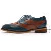 imageMona flying Womens Perforated Oxfords Wingtip Brogue Lace up Leather Flat Office Work Shoes for LadiesBlue Brown