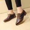 imageMona flying Womens Perforated Oxfords Wingtip Brogue Lace up Leather Flat Office Work Shoes for LadiesCoffee Blue
