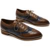 imageMona flying Womens Perforated Oxfords Wingtip Brogue Lace up Leather Flat Office Work Shoes for LadiesCoffee Blue