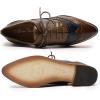 imageMona flying Womens Perforated Oxfords Wingtip Brogue Lace up Leather Flat Office Work Shoes for LadiesCoffee Blue