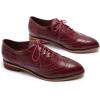imageMona flying Womens Perforated Oxfords Wingtip Brogue Lace up Leather Flat Office Work Shoes for LadiesWine Red