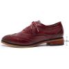 imageMona flying Womens Perforated Oxfords Wingtip Brogue Lace up Leather Flat Office Work Shoes for LadiesWine Red