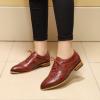 imageMona flying Womens Perforated Oxfords Wingtip Brogue Lace up Leather Flat Office Work Shoes for LadiesWine Red
