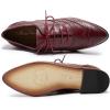imageMona flying Womens Perforated Oxfords Wingtip Brogue Lace up Leather Flat Office Work Shoes for LadiesWine Red