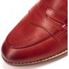 imageMona flying Womens Comfort Leather Round Toe Penny Loafers Dress Casual Slip On Flats Ladies Office Work ShoesJujube Red