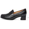 imageMona flying Womens Leather Chunky Heel Dress Loafer Pumps Vintage Office Work Mid Heel Shoes for LadiesBlack