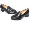 imageMona flying Womens Leather Chunky Heel Dress Loafer Pumps Vintage Office Work Mid Heel Shoes for LadiesBlack