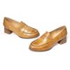 imageMona flying Womens Leather Chunky Heel Dress Loafer Pumps Vintage Office Work Mid Heel Shoes for LadiesBrown