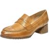 imageMona flying Womens Leather Chunky Heel Dress Loafer Pumps Vintage Office Work Mid Heel Shoes for LadiesBrown