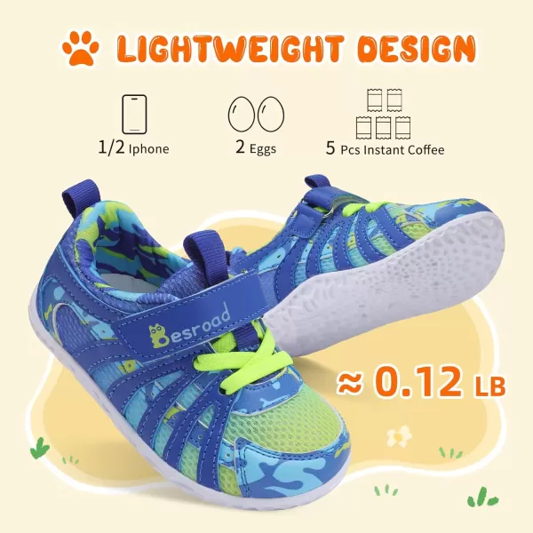 Besroad Toddler Shoes Boys Girls Barefoot Sneakers Kids Breathable Walking Shoes Lightweight Strap Anti-Slip Sole Tennis Shoes