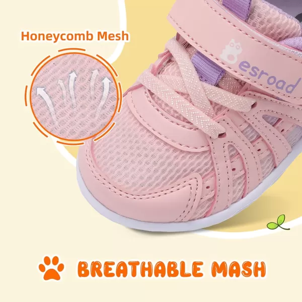 Besroad Toddler Shoes Boys Girls Barefoot Sneakers Kids Breathable Walking Shoes Lightweight Strap Anti-Slip Sole Tennis Shoes