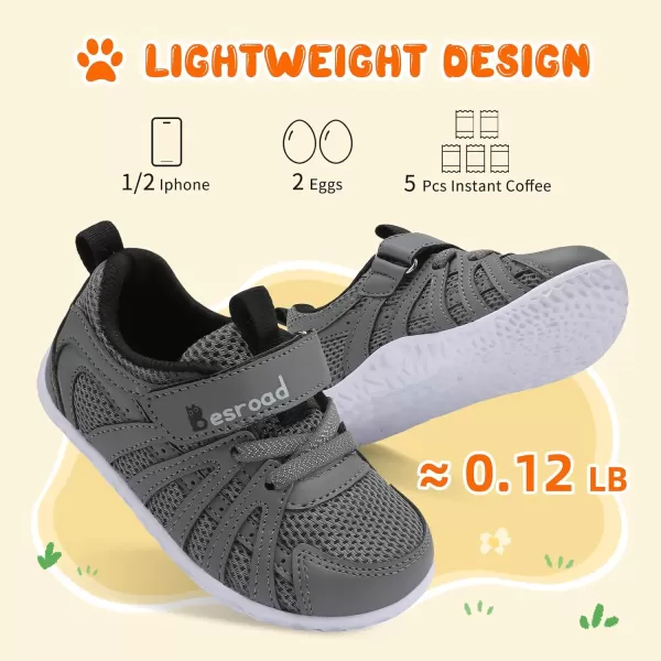 Besroad Toddler Shoes Boys Girls Barefoot Sneakers Kids Breathable Walking Shoes Lightweight Strap Anti-Slip Sole Tennis Shoes