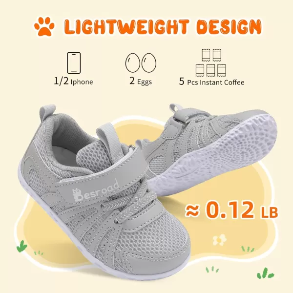 Besroad Toddler Shoes Boys Girls Barefoot Sneakers Kids Breathable Walking Shoes Lightweight Strap Anti-Slip Sole Tennis Shoes
