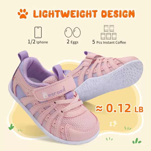 Besroad Toddler Shoes Boys Girls Barefoot Sneakers Kids Breathable Walking Shoes Lightweight Strap Anti-Slip Sole Tennis Shoes