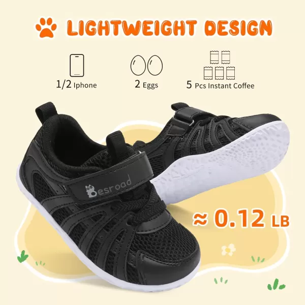 Besroad Toddler Shoes Boys Girls Barefoot Sneakers Kids Breathable Walking Shoes Lightweight Strap Anti-Slip Sole Tennis Shoes
